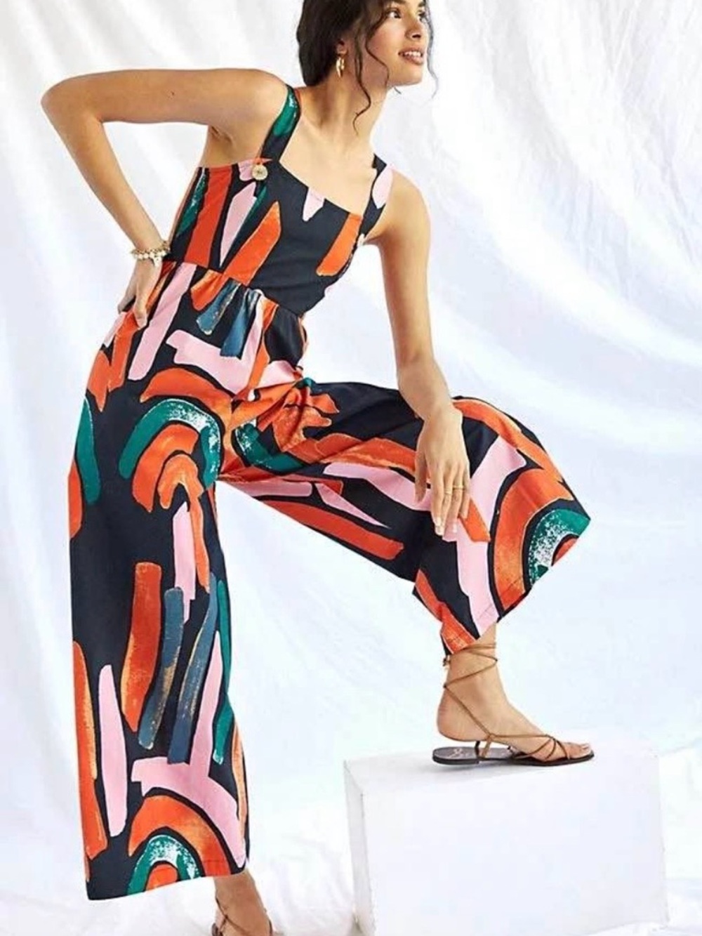 Anthropologie artsy print Wide-Leg Jumpsuit